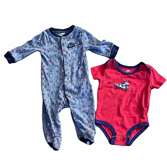 Nike Other - Nike | Infant Pajama and Onesie Set | Red and gray 6-9 month sized